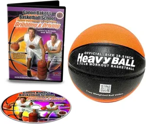Weighted Basketball & Training Gloves Bundle | 28.5” (2.75 lbs) & 29.5” (3 lbs) Composite Leather Ball | Pro-Style Dribbling & Driving Drills | Anti-Grip Gloves | Free Online Training Videos