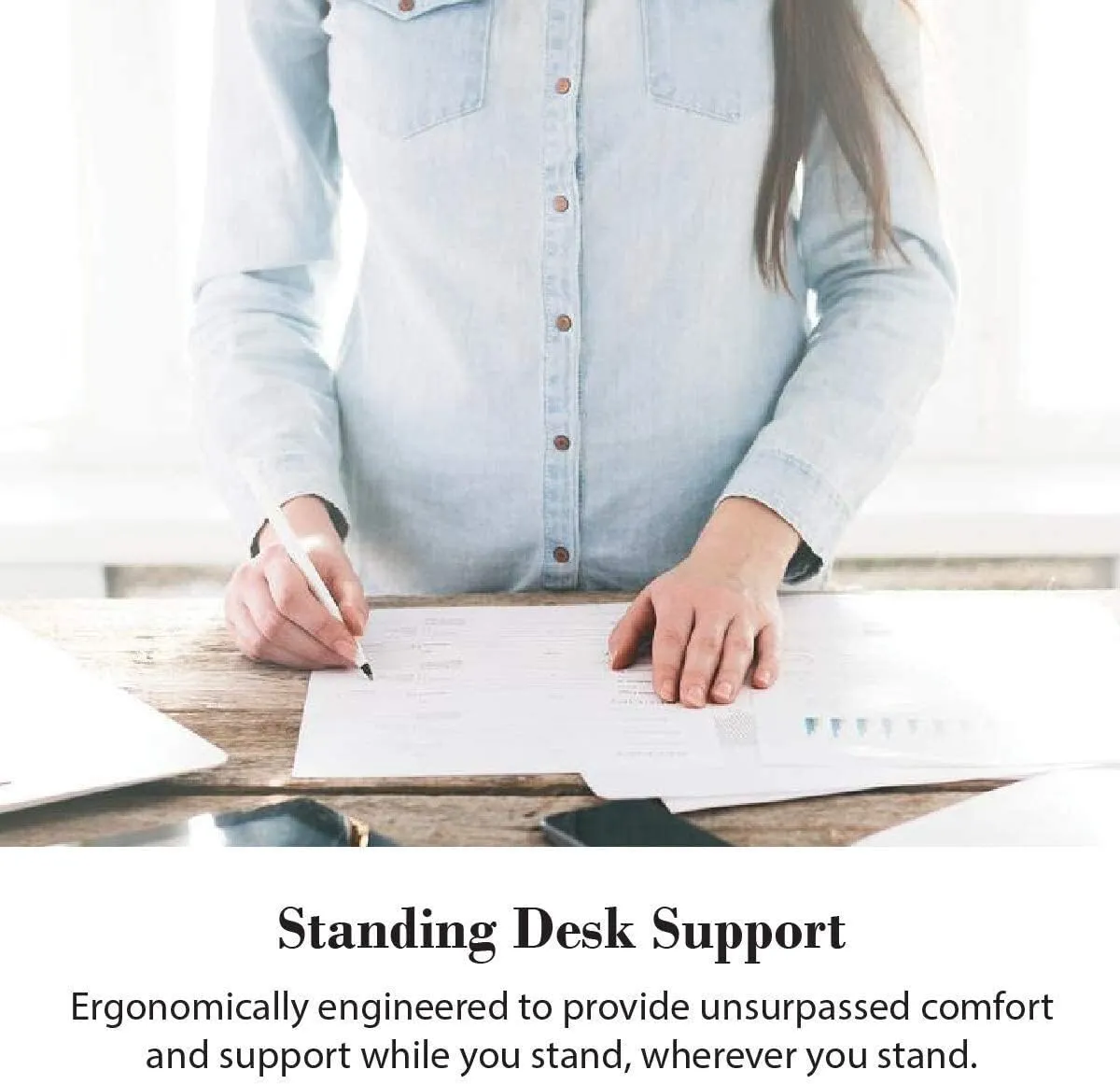 WellnessMats Bella Collection Anti-Fatigue Floor Mat, Polyurethane – Ergonomic Support Pad for Home, Kitchen, Garage, Office Standing Desk – Water Resistant - Made in USA
