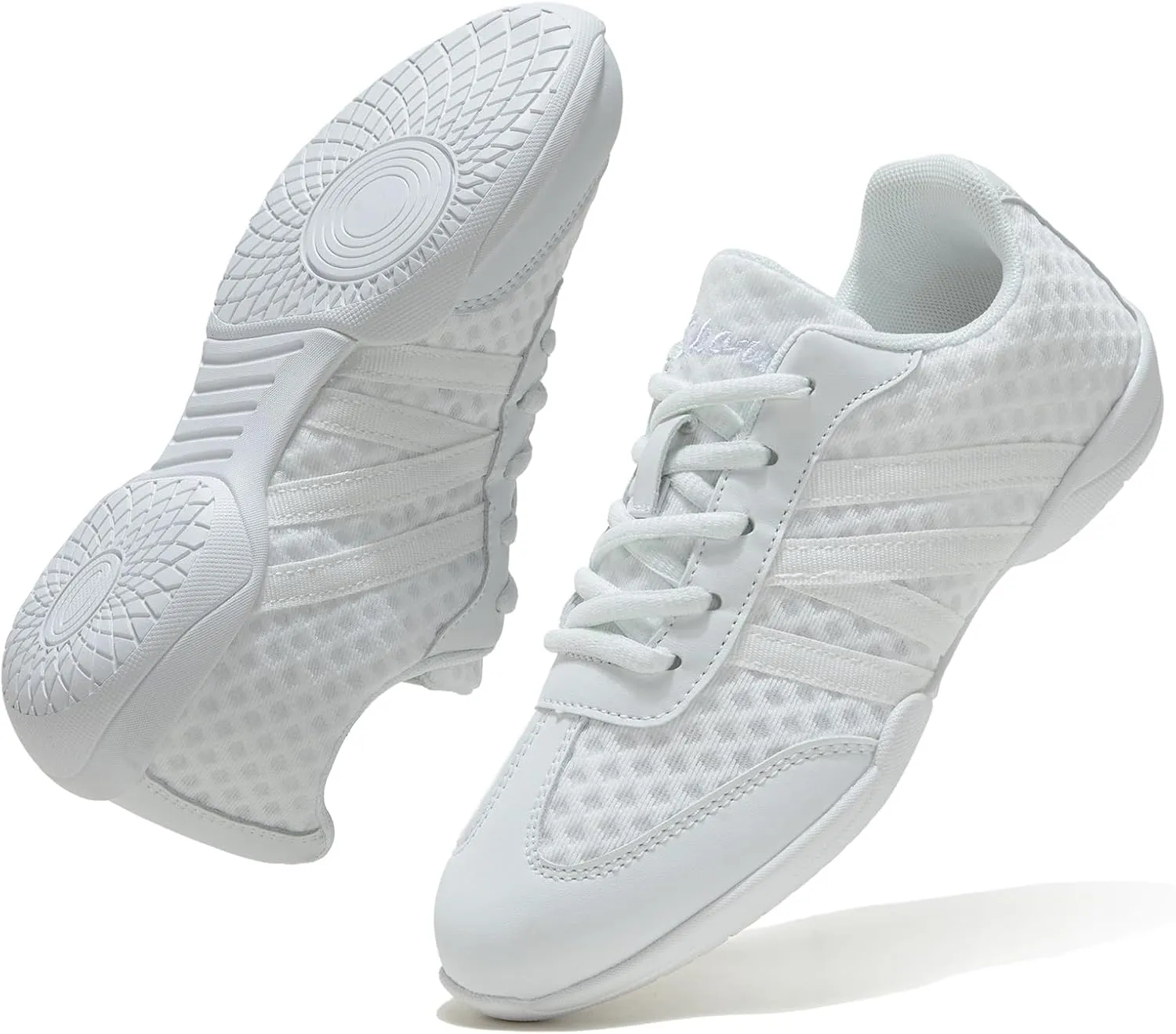 White Cheer Shoes for Girls Womens cheer shoes Youth girls Cheerleading shoes Competition Gear Dance Tennis Sports Training Athletic Comfortable Flats Breathable Soft kids cheer sneakers