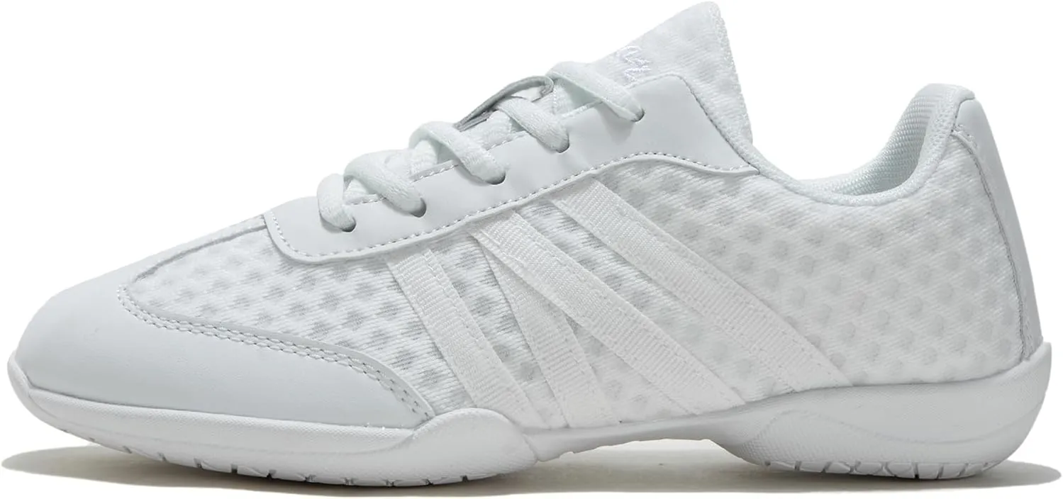 White Cheer Shoes for Girls Womens cheer shoes Youth girls Cheerleading shoes Competition Gear Dance Tennis Sports Training Athletic Comfortable Flats Breathable Soft kids cheer sneakers