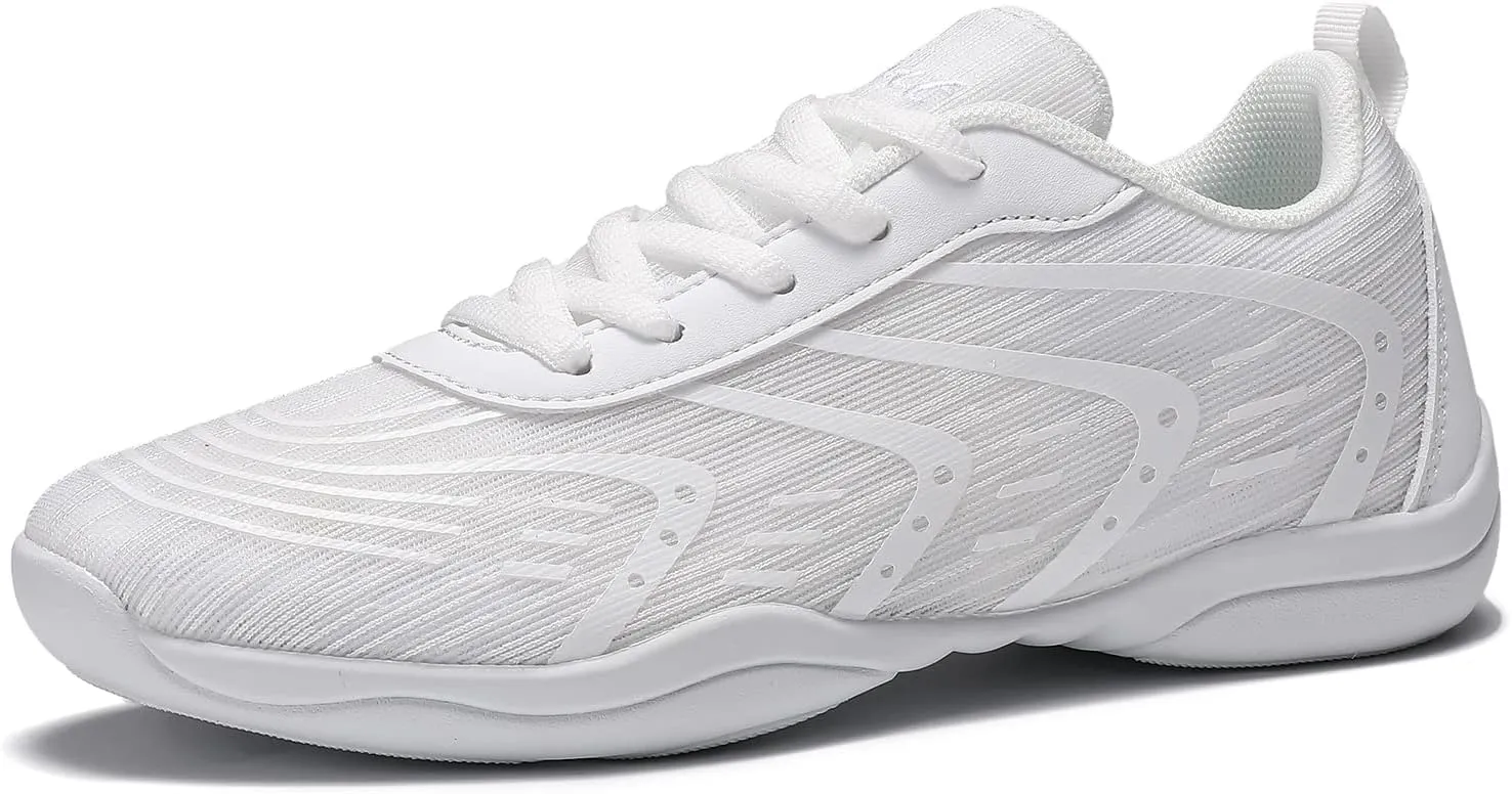 white Cheer Shoes for Womens Cheerleading shoes Girls Youth White Competition Cheerleading Gear Dance Shoe Sports Tennis Training Athletic Flats Breathable Soft comfortable kids cheer sneaker size