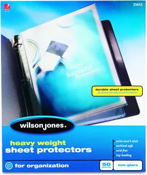 Wilson Jones Sheet Protectors, Heavy Weight, Top-Loading, Non-Glare, 50 Sheets/Box (W21412)