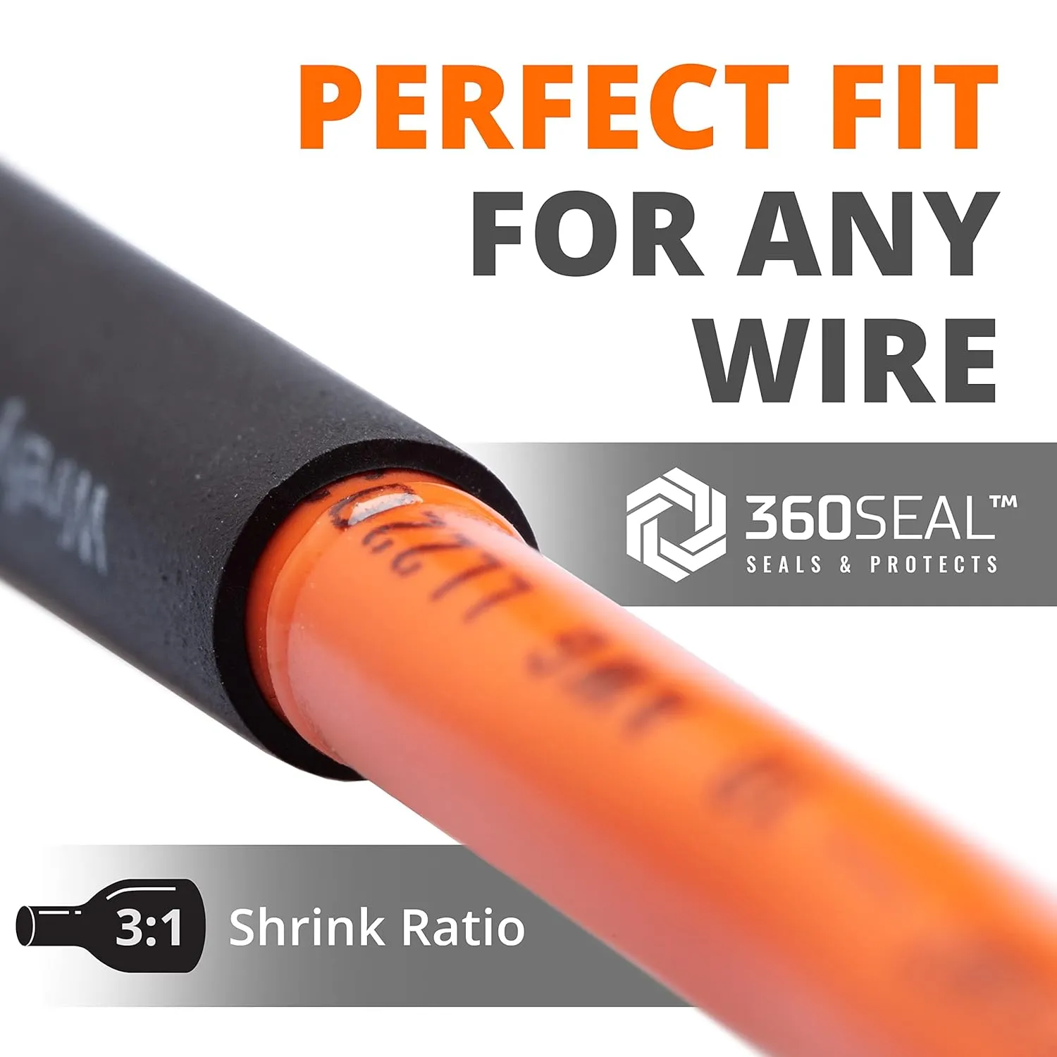 Wirefy 1/4" Heat Shrink Tubing - 3:1 Ratio - Adhesive Lined - a resistant Heat Shrink - Black - 50 Feet Roll