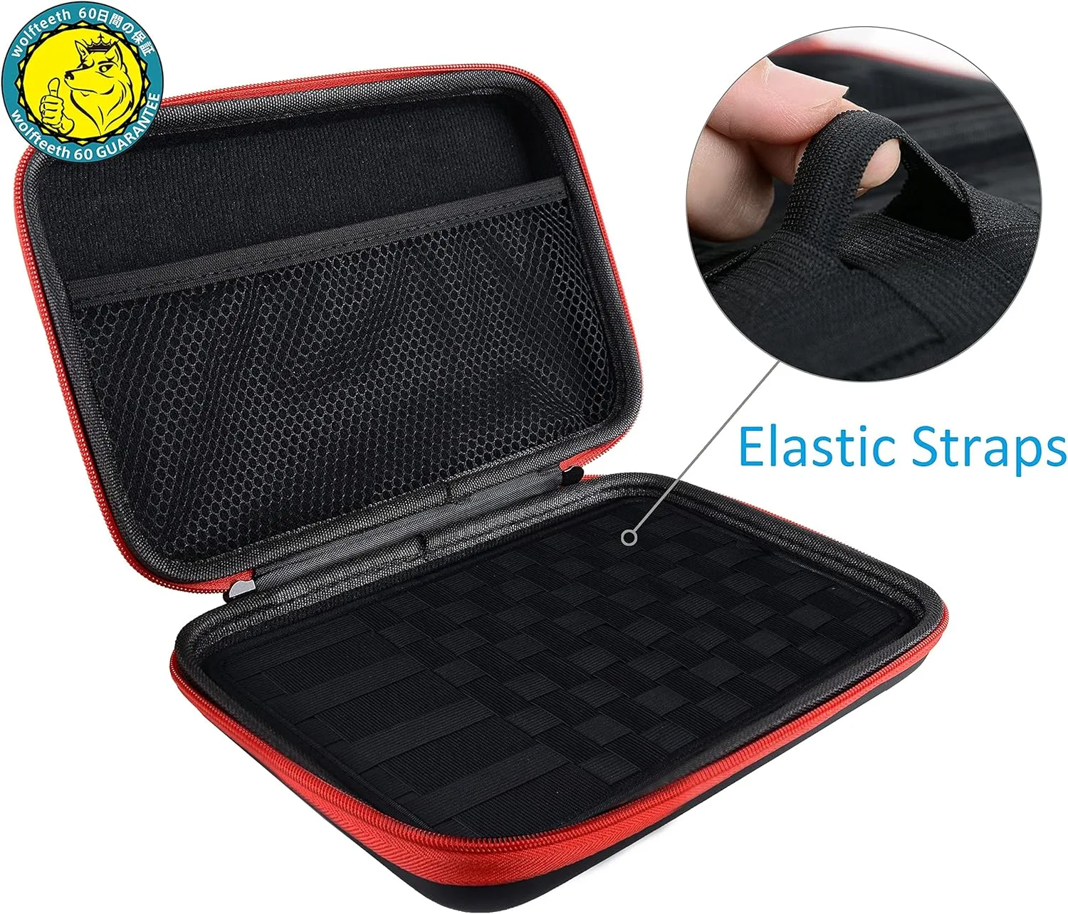 Wolfteeth 13 inch Vapor Case Black Hard Shell Vapor Pouches Supplies Organized Accessories Vape Bag Fits Coils Tank Holder Vaporizer Holster Christmas Day Gifts (Empty Case Only) Red Zipper 122601