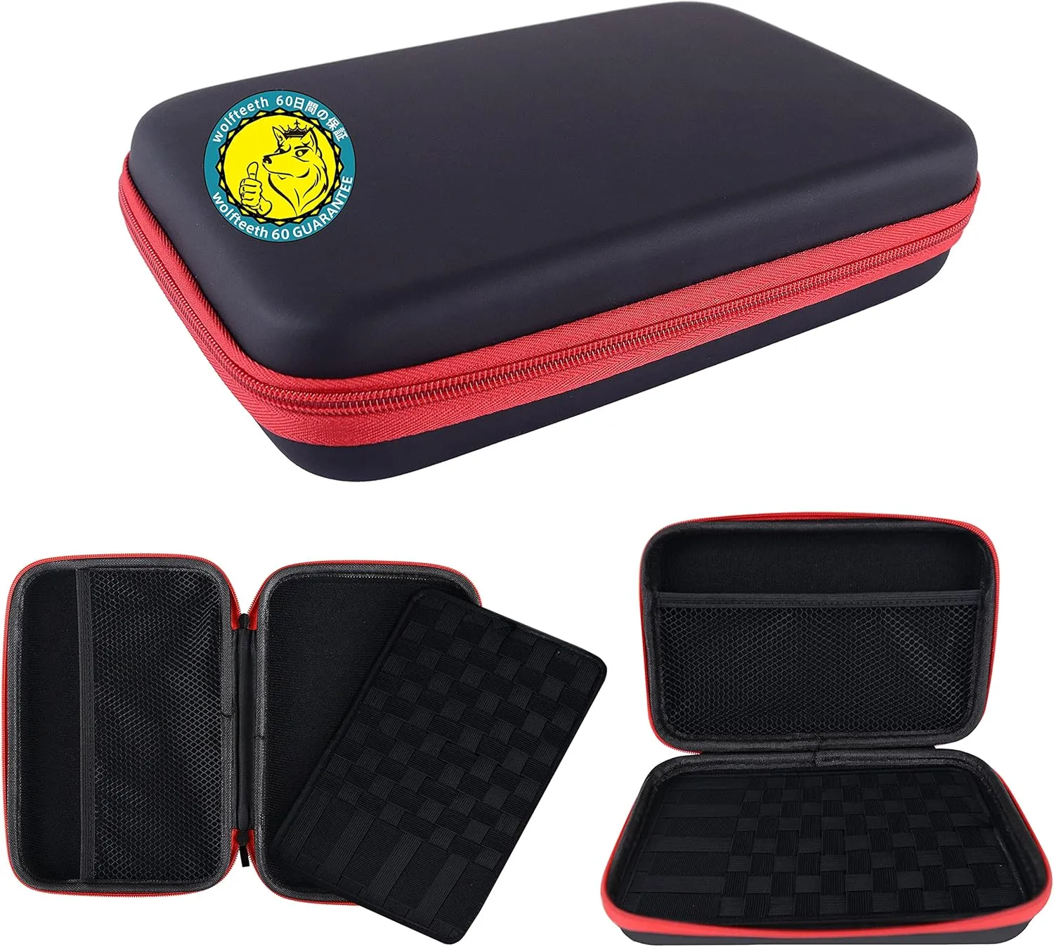 Wolfteeth 13 inch Vapor Case Black Hard Shell Vapor Pouches Supplies Organized Accessories Vape Bag Fits Coils Tank Holder Vaporizer Holster Christmas Day Gifts (Empty Case Only) Red Zipper 122601