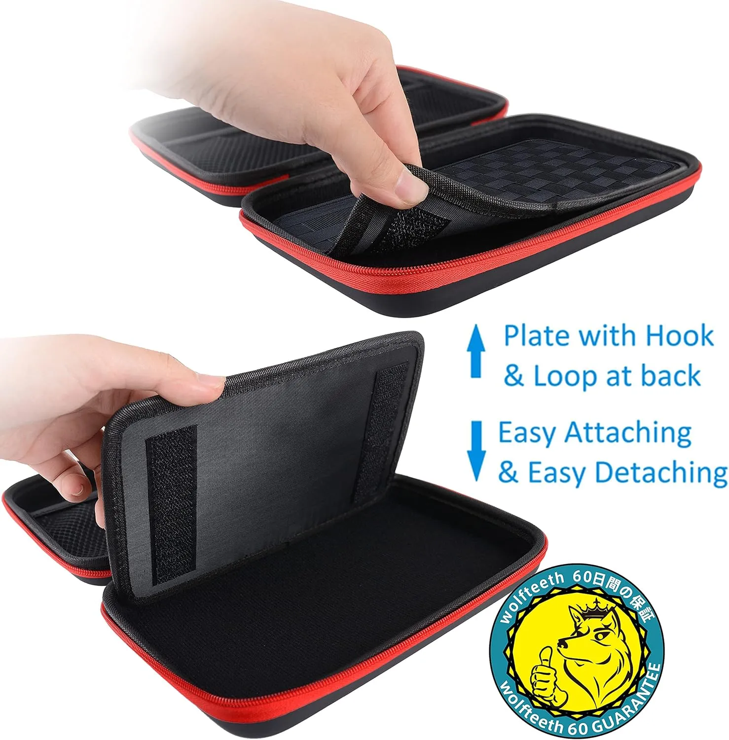 Wolfteeth 13 inch Vapor Case Black Hard Shell Vapor Pouches Supplies Organized Accessories Vape Bag Fits Coils Tank Holder Vaporizer Holster Christmas Day Gifts (Empty Case Only) Red Zipper 122601