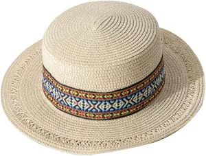 Women Boater Hat 1920s Straw Hat 20s Men Wide Brim Beach Boho Hat