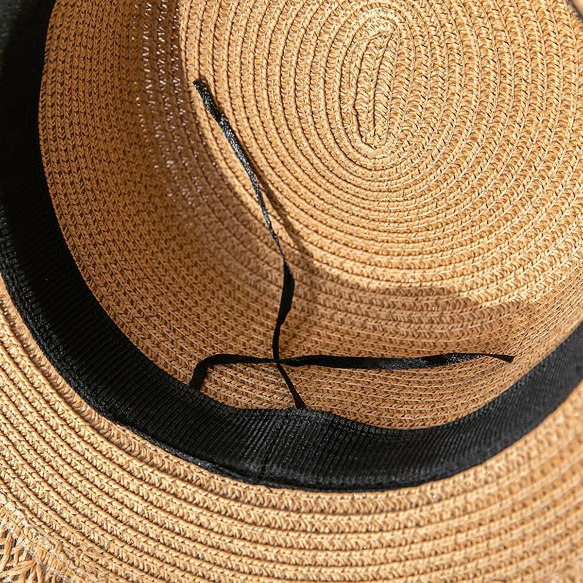 Women Boater Hat 1920s Straw Hat 20s Men Wide Brim Beach Boho Hat
