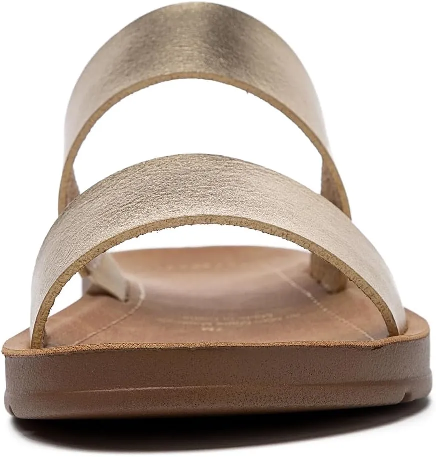 Women Casual Open Toe Two Bands with Elastic Fashion Slide Flat Sandal