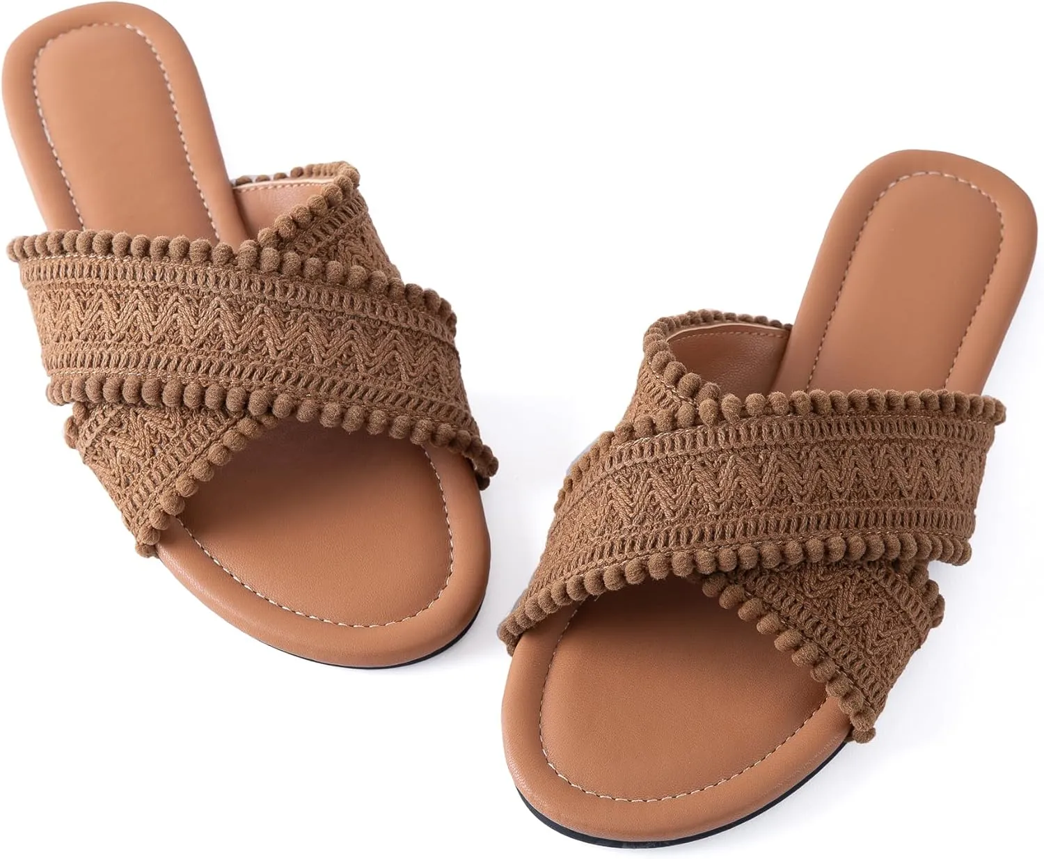 Women Slides Sandals Braided Summer Bohemian Dressy Vacation Beach Comfy Slip On Flat