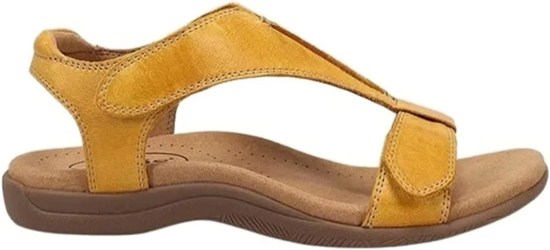 Women Summer Comfort Solid Color Sandals T-Strap Hook Loop Ladies Casual Wedges Beach Shoes Plus Size Sandals