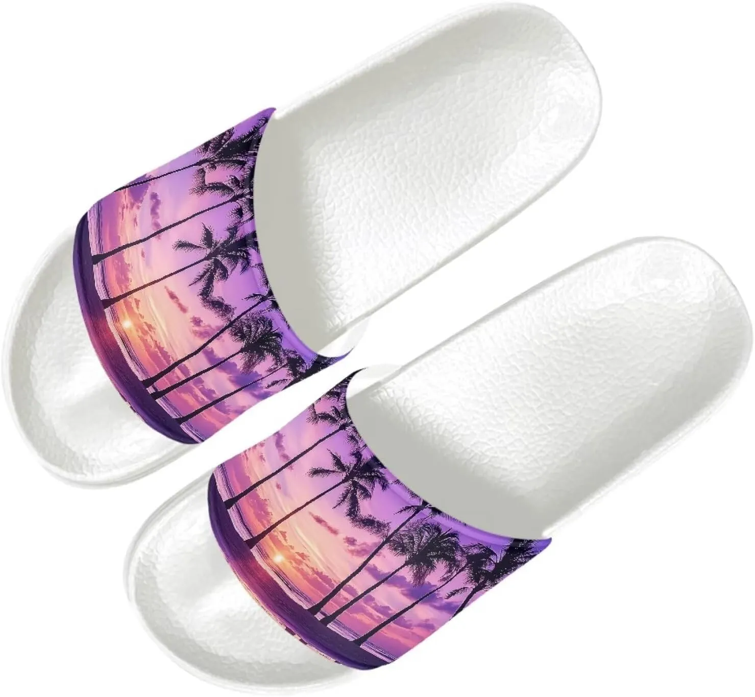 Women's Casual Slide Sandals,Open Toe Non Slip for Bathroom,Indoor Home,Pool,Beach Flat Sandals White Sole
