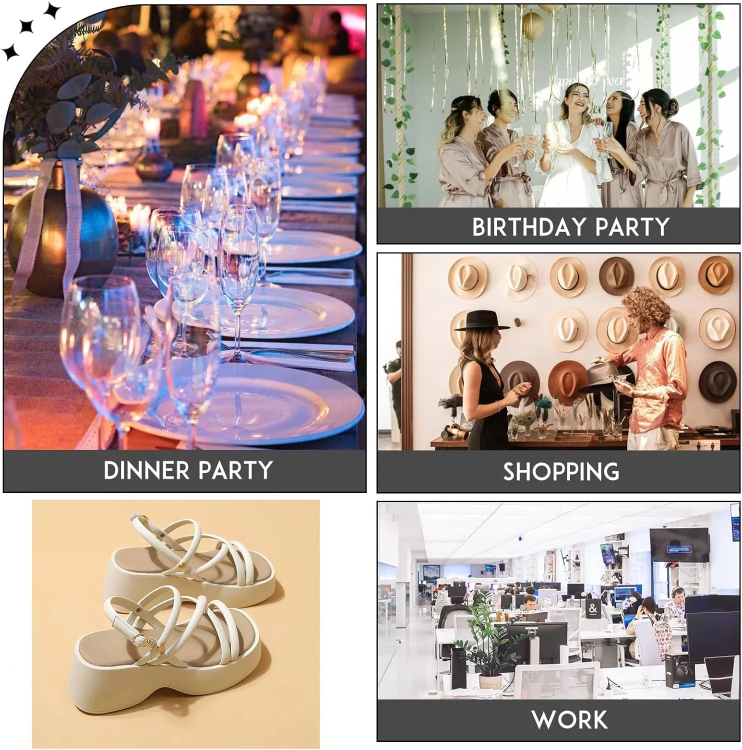 Women's Chunky Heel Platform Cross Strap Sandals with Ankle Strap Summer Fashion Square Open Toe Increase Height Wedge Heel Dress Sandals for Party Wedding Work