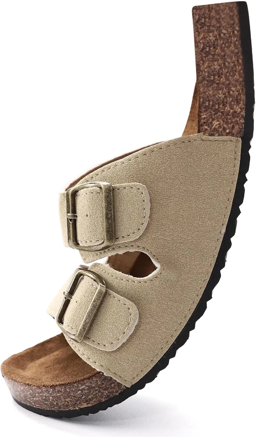 Women's Cork Sandals Comfortable Adjustable Buckle Strap Cork Footbed Arch Support Casual Ease of Wear Outdoor Slide Sandals