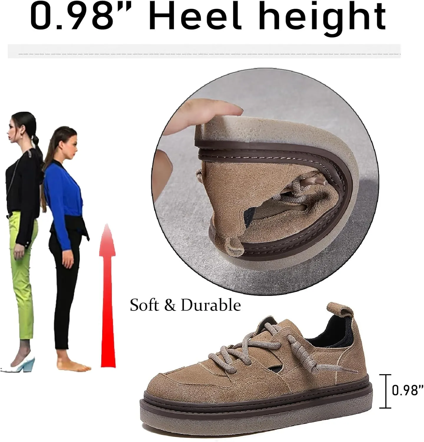 Women's Cow Leather Platform Casual Walking Shoes with Elastic Lace-up Retro Splice Leather Comfortable Round Toe Anti-Slip Flat Sneakers Fall Winter Daily Work Drive Shoes