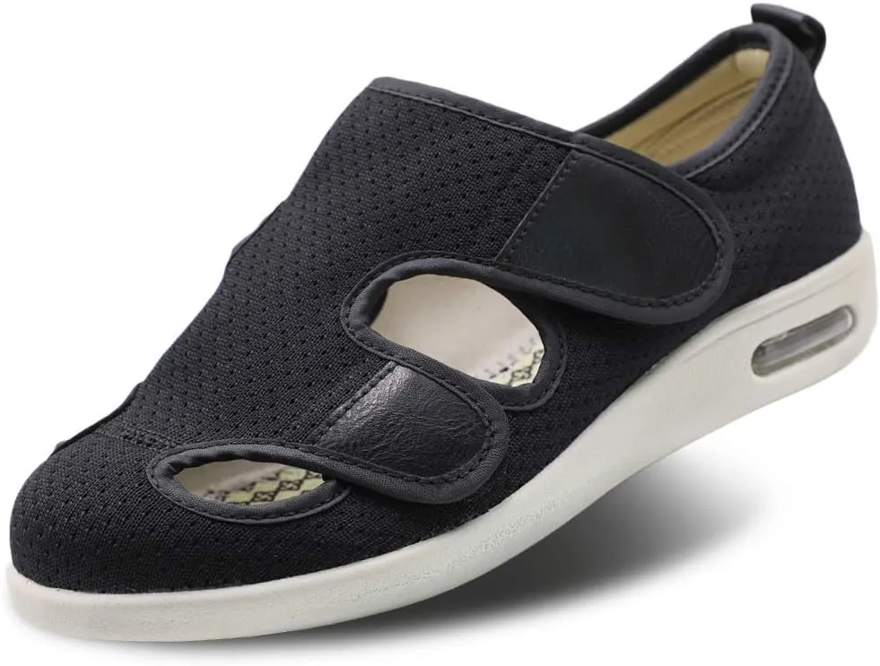 Women's Diabetic Sandals, Adjustable Closure Comfy Slippers, Extra Wide Walking Shoes for Diabetic Edema Plantar Fasciitis Bunions Arthritis Swollen Feet