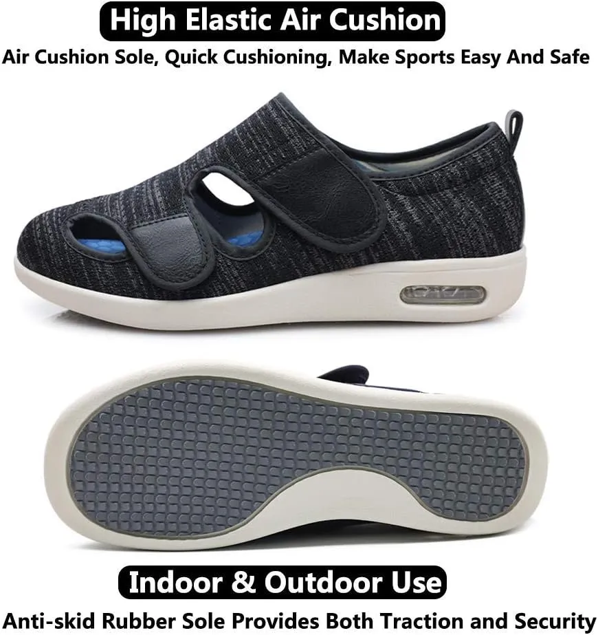 Women's Diabetic Sandals, Adjustable Closure Comfy Slippers, Extra Wide Walking Shoes for Diabetic Edema Plantar Fasciitis Bunions Arthritis Swollen Feet