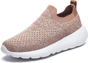 Women's Elastic Knit Slip On Sneakers Breathable Mesh Soft Bottom Lightweight Walking Sock Shoes Comfortable Yoga Fitness Tennis Shoes