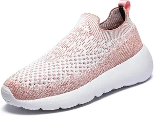 Women's Elastic Knit Slip On Sneakers Breathable Mesh Soft Bottom Lightweight Walking Sock Shoes Comfortable Yoga Fitness Tennis Shoes