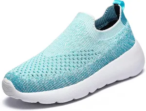 Women's Elastic Knit Slip On Sneakers Breathable Mesh Soft Bottom Lightweight Walking Sock Shoes Comfortable Yoga Fitness Tennis Shoes