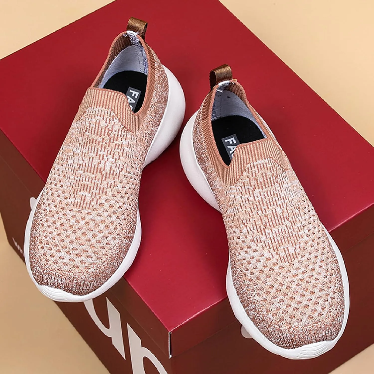Women's Elastic Knit Slip On Sneakers Breathable Mesh Soft Bottom Lightweight Walking Sock Shoes Comfortable Yoga Fitness Tennis Shoes
