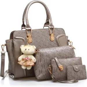 Women's Fashion Handbags Tote Bags Shoulder Bag Top Handle Satchel Purse Set 4pcs