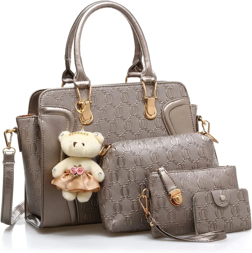 Women's Fashion Handbags Tote Bags Shoulder Bag Top Handle Satchel Purse Set 4pcs