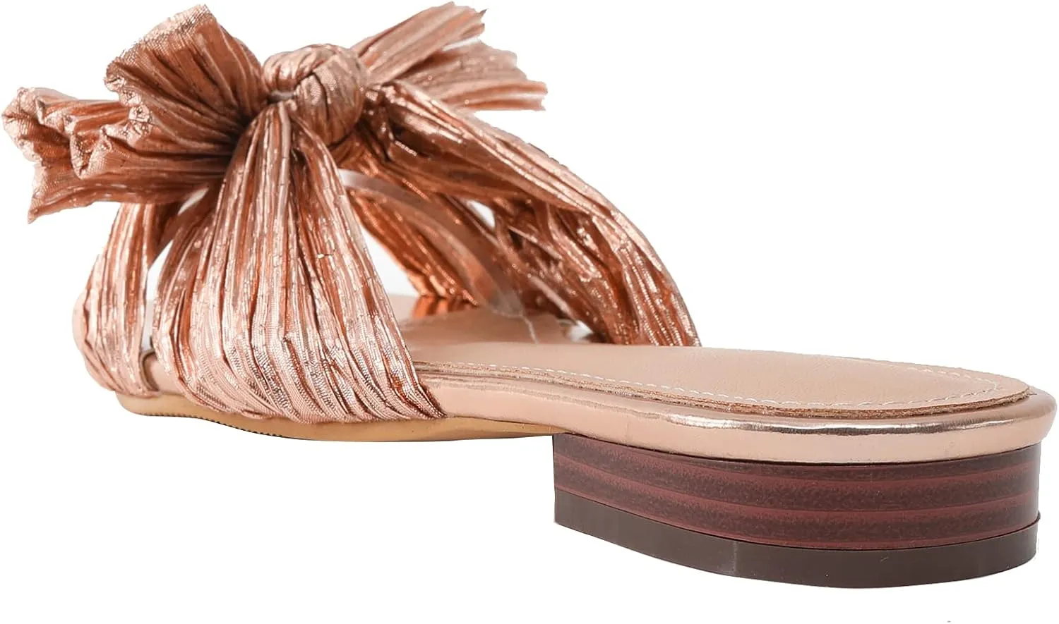 Women's Flat Sandals Casual Dress Sandal Satin Mules Slip On Bowknot Open Toe Backless Low Heeled Slipper Slides for Summer Wedding