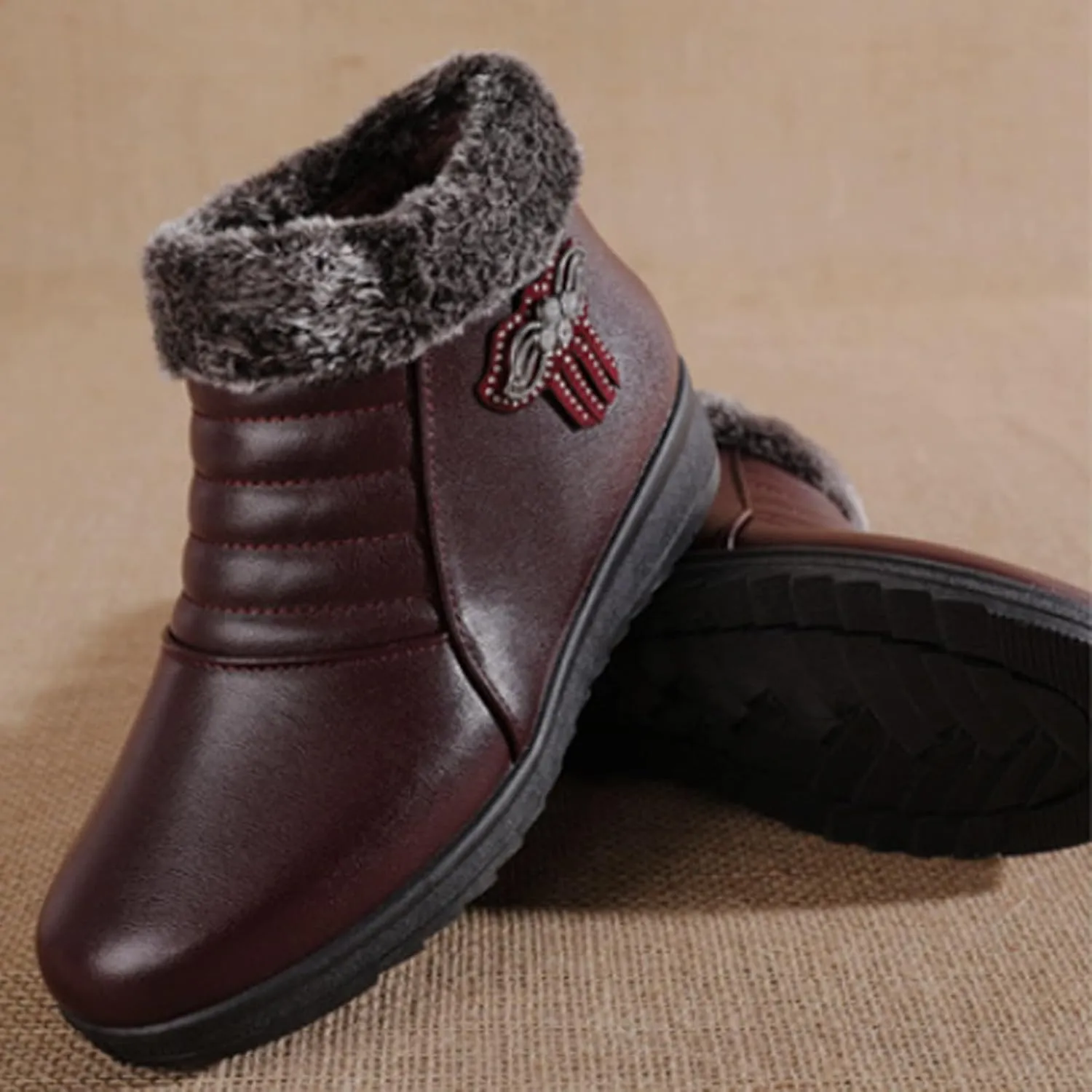 Womens Heeled Boots Outdoor Ski Boots Thickening Boots Size 8 Women