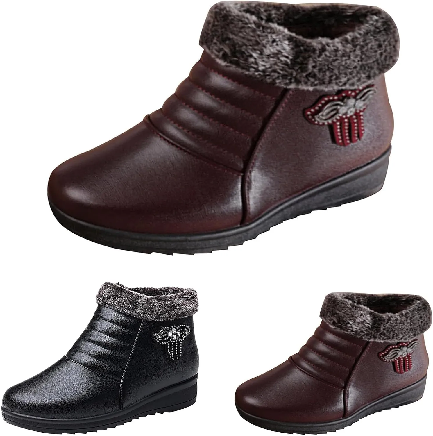 Womens Heeled Boots Outdoor Ski Boots Thickening Boots Size 8 Women