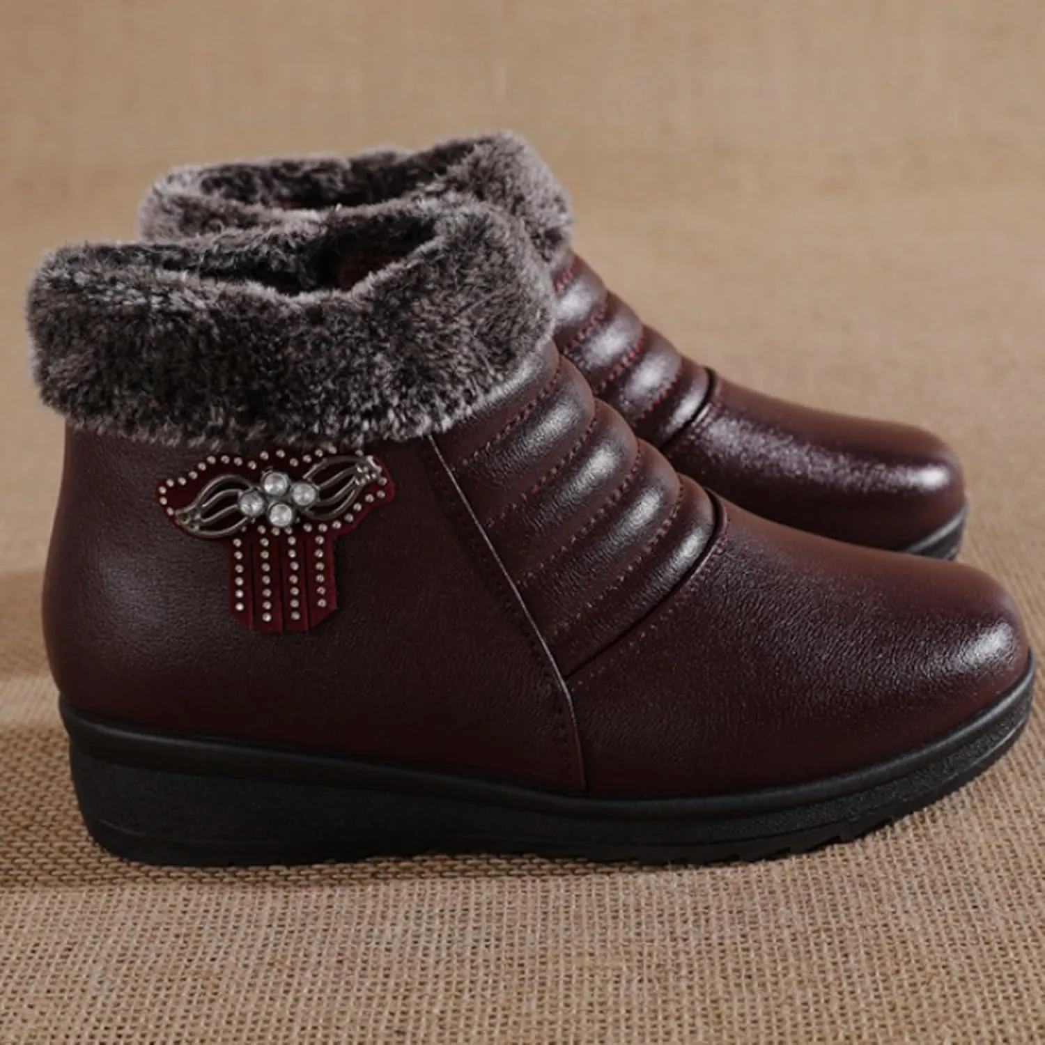 Womens Heeled Boots Outdoor Ski Boots Thickening Boots Size 8 Women