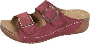 Womens Slide Sandals Cork Footbed Open Toe Adjustable Platform Sandals Comfort Slip On Slippers for Summer