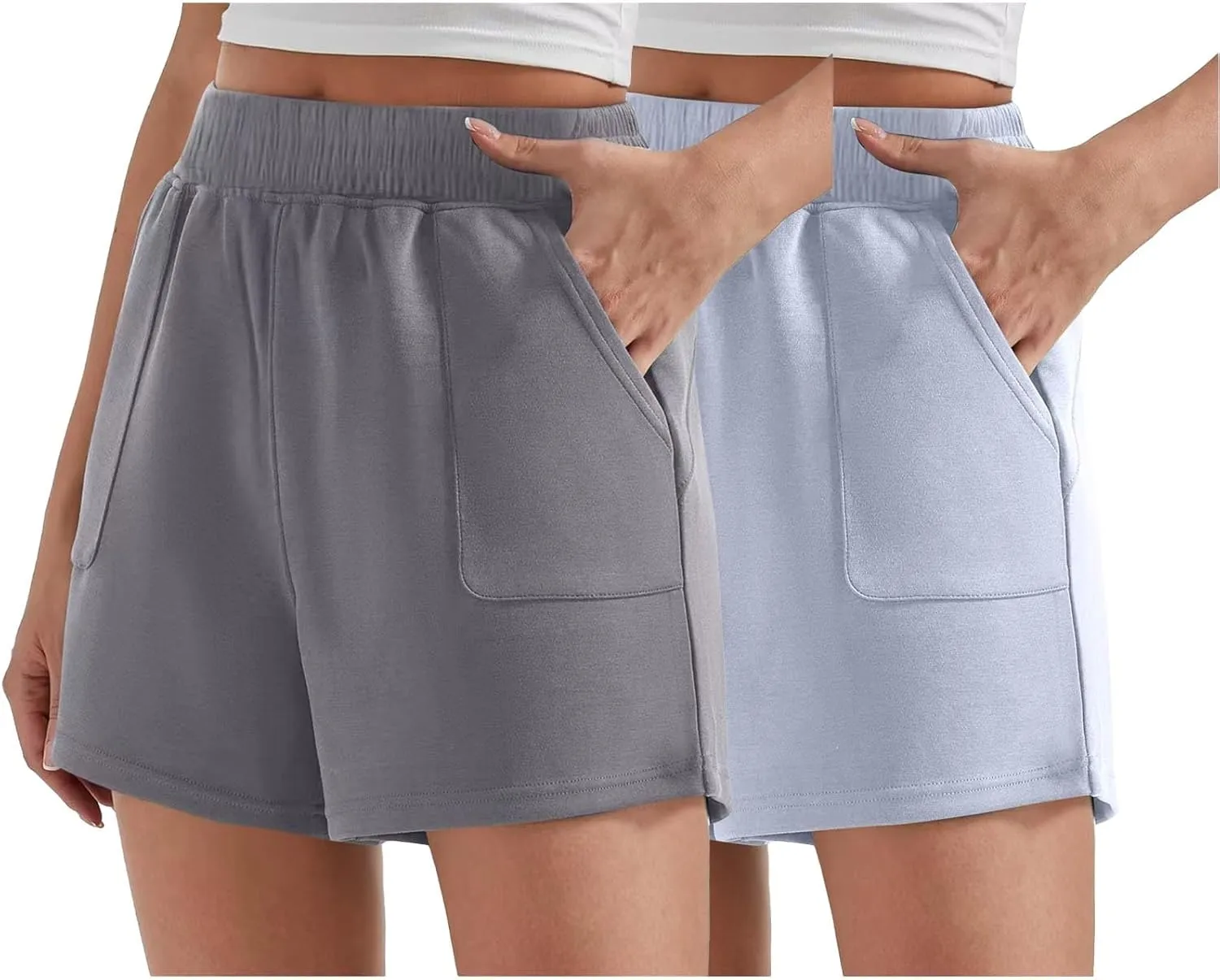 Womens Sweat Shorts 2 Pack Casual Athletic Running 2025 Summer Fashion High Waist with Pocket Comfy Workout Clothing