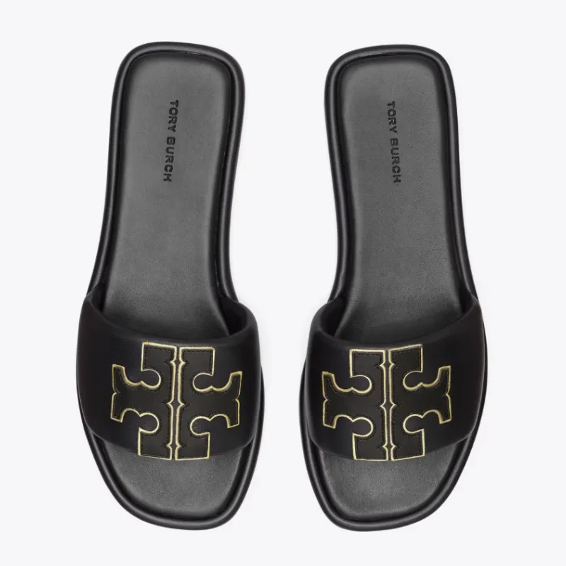 Womens | Tory Burch Double T Sport Slide Perfect Black/Gold
