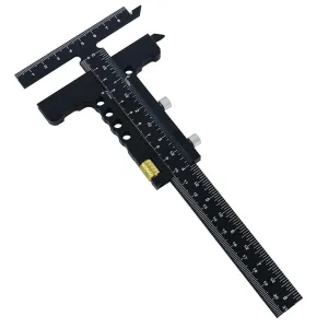Wood Workings Multifunctional Caliper Marking Caliper Portable Black Accessories T Shaped Wood Workings Scriber, with Fine Tuning