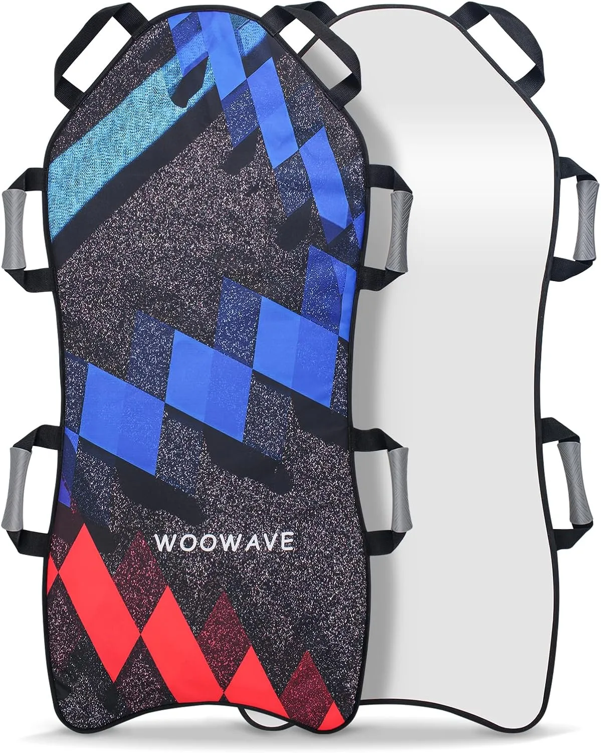 WOOWAVE 45"×18" Foldable Snow Sled，Fits 2 Children or 1 Adult，Ultra Portable, Strong and Durable, Sturdy Fabric Stitching, Handles with Steering，Kid's Winter Fun