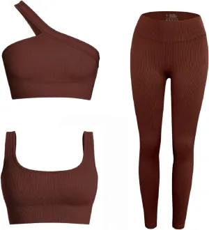 Workout Sets for Women 2 Piece Seamless Sexy One Shoulder Sport Bra High Waist Shorts GMY Yoga Two Piece Outfits