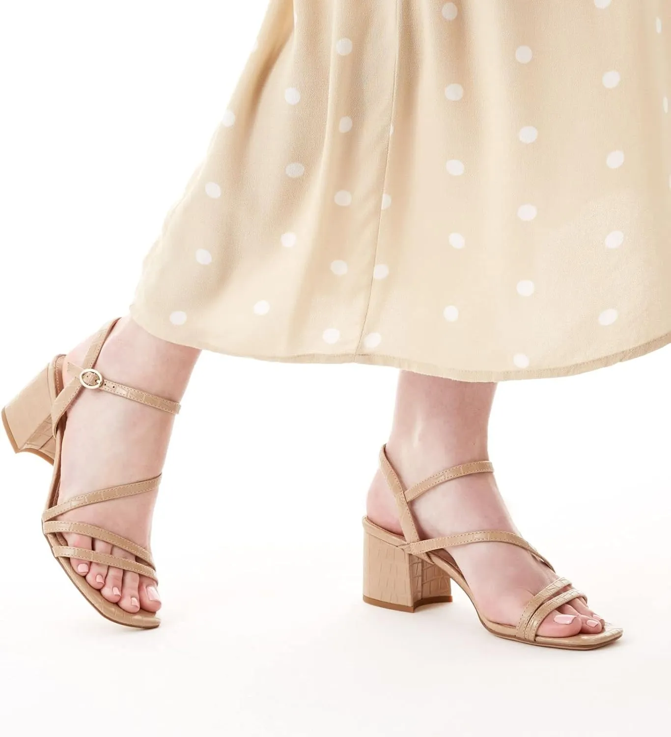 XAPPEAL Haisley - Women's Open Square Toe Strappy Low Heel Sandal