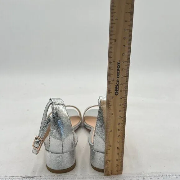 XYD Silver Open Toe Ankle Strap Buckled Low Chunky Heel Dress Sandal