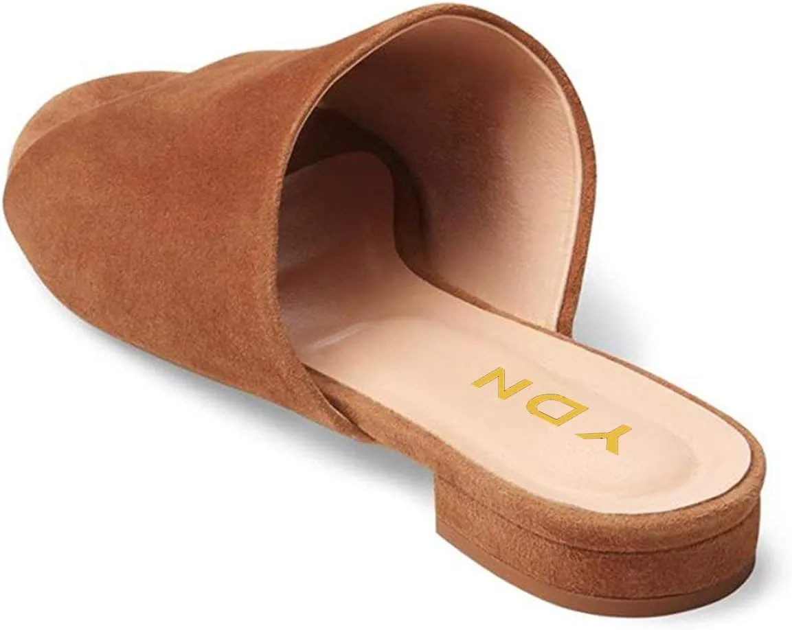 YDN Women Comfy Slip On Mules Flat Low Heels Slide Sandals Backless Summer Vocation Daily Wear Versatile Shoes Size 4-15