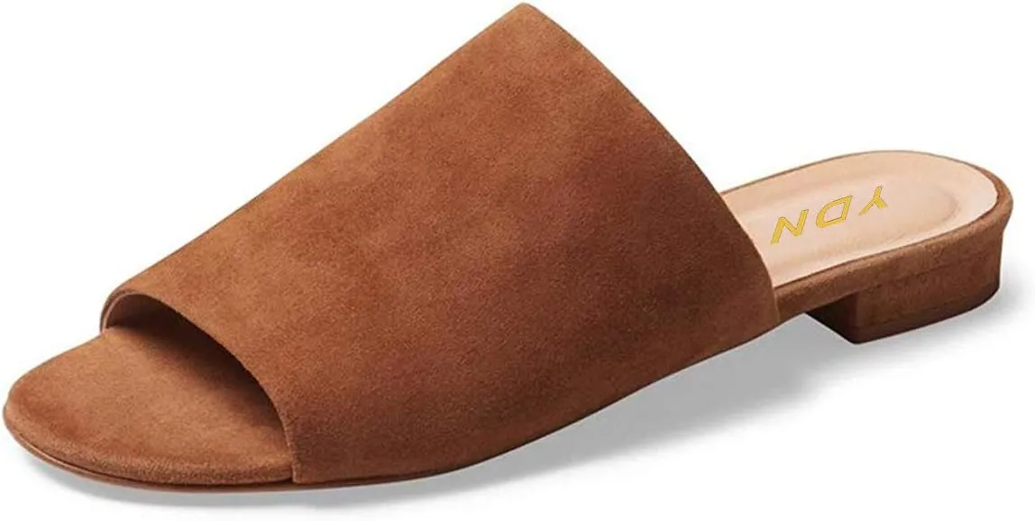 YDN Women Comfy Slip On Mules Flat Low Heels Slide Sandals Backless Summer Vocation Daily Wear Versatile Shoes Size 4-15