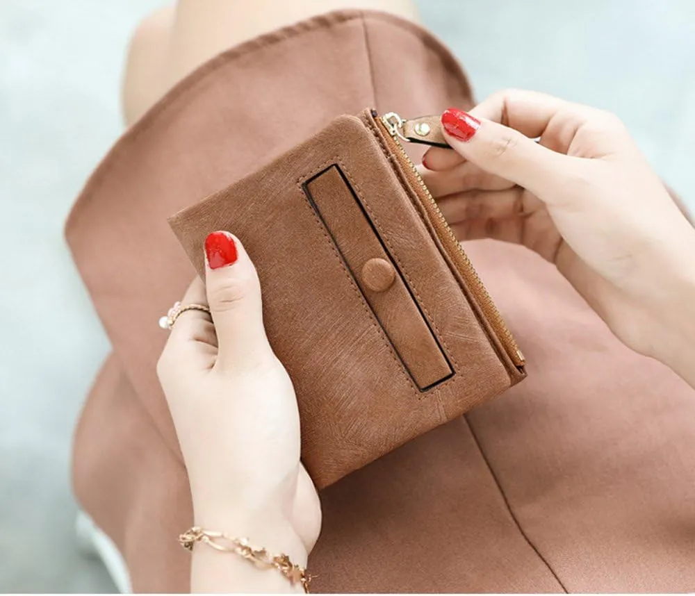 YOTOO TOPKULL Womens Wallets Bifold Leather Small Wallets for Women Mini Rfid Thin Billfolds Ladies Wallets Slim Compact with Zipper Coin Pocket (Dark brown)