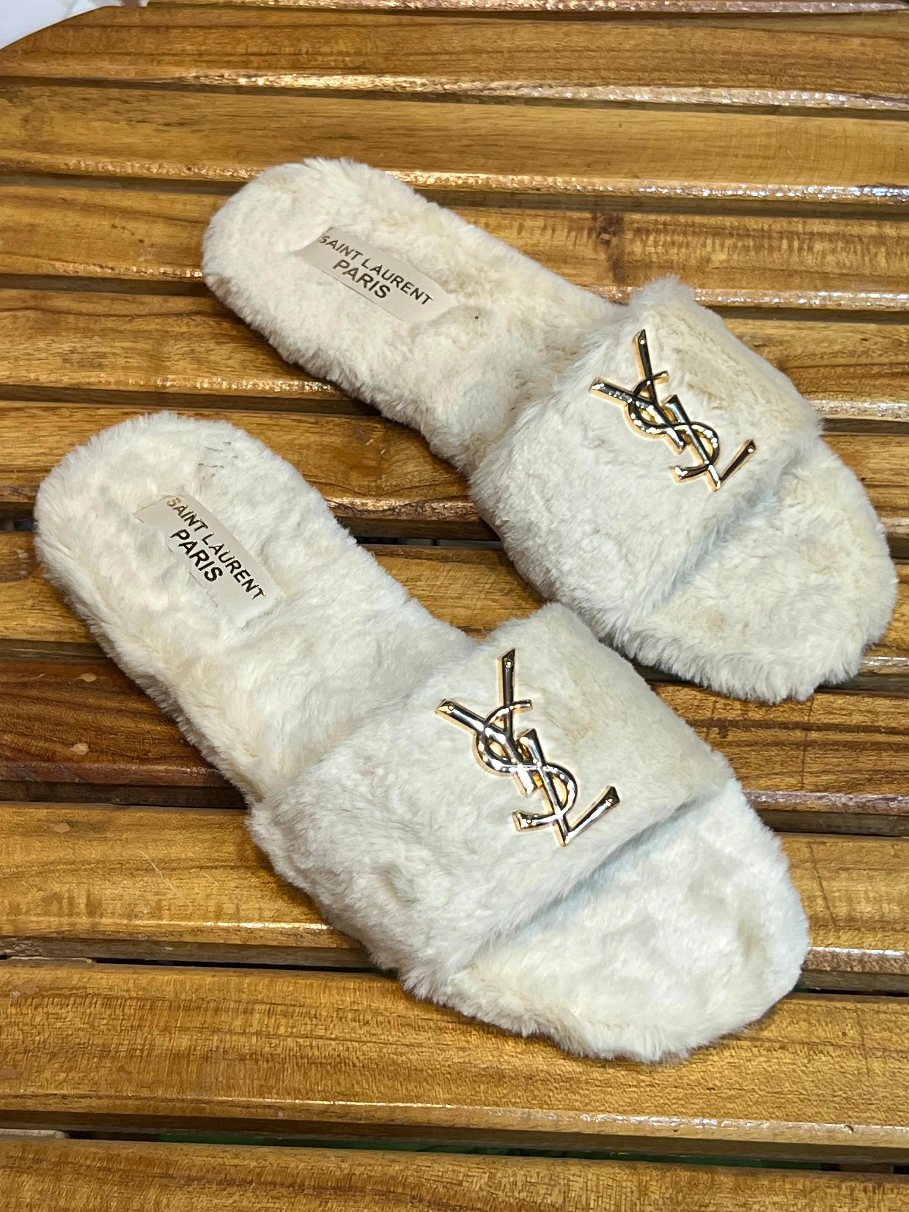 YSL Saint Laurent Comfy Flat Furr Slippers