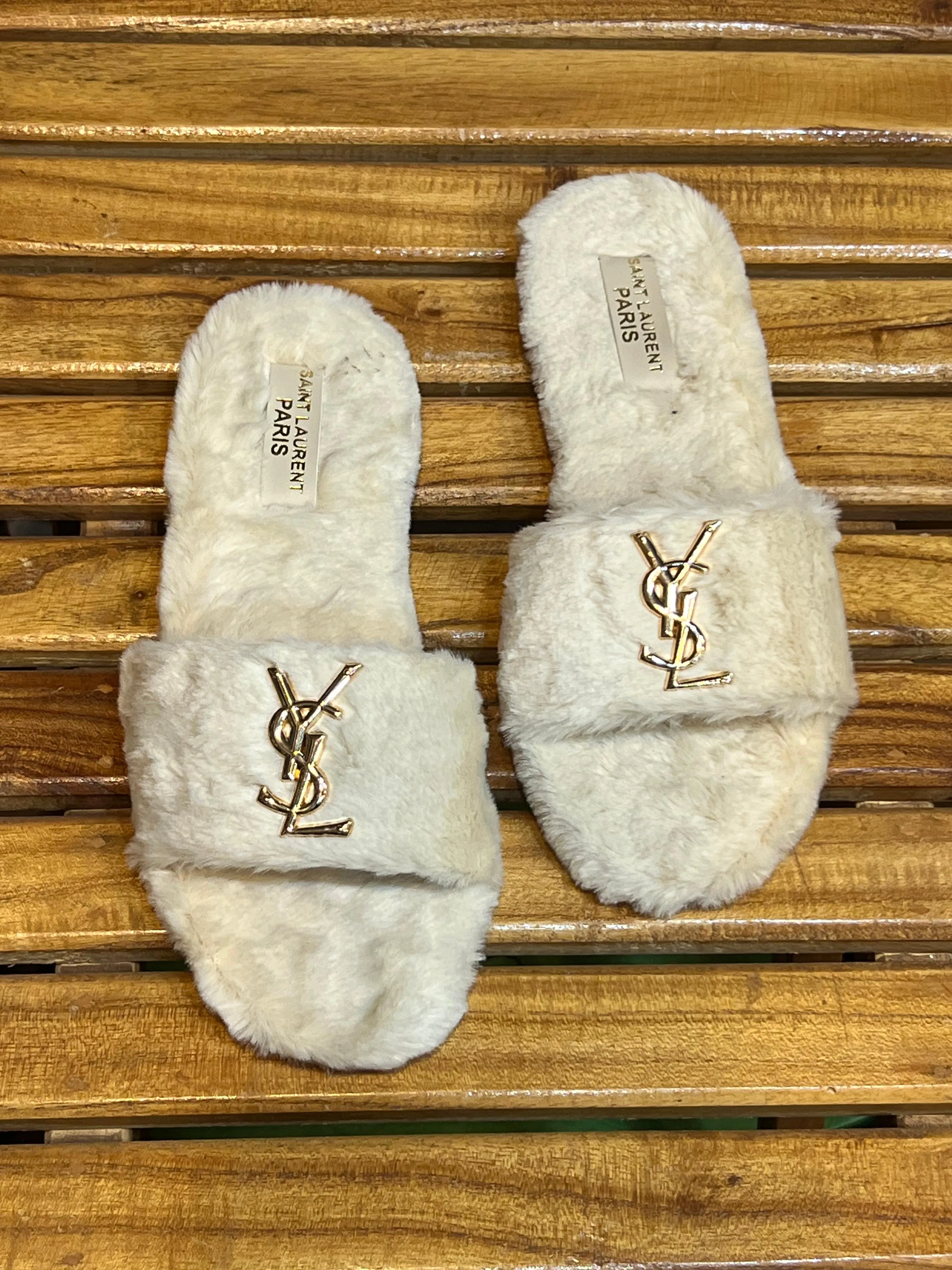 YSL Saint Laurent Comfy Flat Furr Slippers